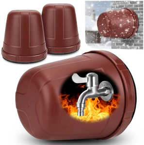 lot 7429459 image: 2Pack Outdoor Faucet Covers,Spigot Cover for Winter,Plastic Faucet Cover for Freeze Protection,Outside Insulated Hose Bib Covers Protector Reusable Garden Cold Freeze Proof-Dark Red