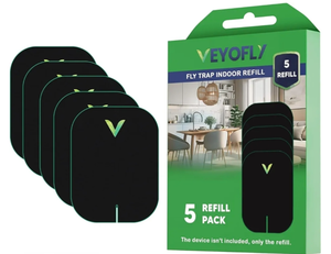 lot 7429467 image: VEYOFLY Fly Trap Indoor Refill, Fruit Fly Traps for Indoors, Gnat Traps for House Indoor,Fly Catcher Indoor, Fly Trap,Plug in Catch for Fruit Flies,Moths,Gnats,Mosquito Trap (Pack of 5 Refills-Black)