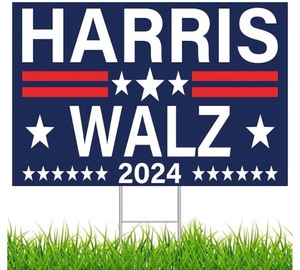 lot 7429481 image: 2024 Harris Waltz Yard Sign Election For Democracy Kamala Harris Tim Walz For President Sign 18x12 inches Outdoor Lawn Sign Double sided with H-shaped metal stake