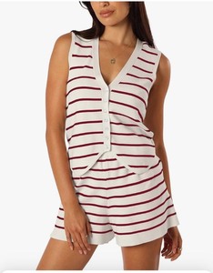 lot 7429492 image: Womens 2 Piece Outfits Summer Striped Sleeveless V Neck Vest Lounge Matching Sets XS