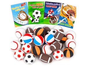 lot 7429505 image: 28Pack Valentines Day Cards for Kids School with mini Sports Ball Erasers Valentines Day Gifts for Kids Classroom Exchange Boys Valentines Toys Party Favor Bulk Class Prizes Goodie Bags Stuffers