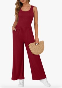 lot 7429507 image: ANRABESS Women Jumpsuits 2025 Summer Dressy Casual Sleeveless Knitted Tank Top Wide Leg Pants Romper Outifts