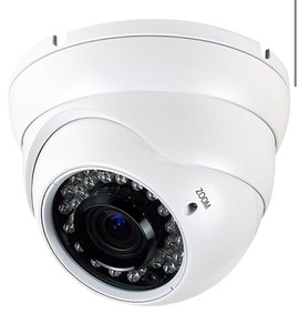 lot 7429528 image: Analog CCTV Camera HD 1080P 4-in-1 (TVIAHDCVICVBS) Security Dome Camera Outdoor, 2.8mm-12mm Manual FocusZoom Varifocal Lens, Weatherproof Metal Housing 36 IR-LEDs Day & Night Monitoring (White)