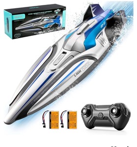 lot 7429543 image: 4DRC Remote Control Boat for Kids & Adults,RC Boat Fast Rc Boat for Pools and Lakes,2.4 GHz Racing Boats with 2 Battery,Low Battery Alarm,Capsize Recovery,Gifts Toys for 8-12 Boys Girls