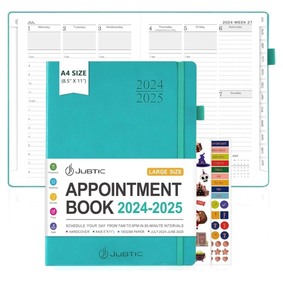 lot 7429567 image: JUBTIC Appointment Book 2024-2025, 8.5x11, Jul. 2024 - Jun. 2025 Daily Weekly and Monthly Planner with Hourly Schedule, Academic Planner 2024-2025 with Soft Cover, A4, Turquoise