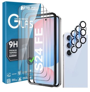 lot 7429598 image: T Tersely 33 Pack 9H Tempered Glass Screen Protector for Samsung Galaxy S24 FE 5G, with Installation Alignment Frame Support Fingerprint Unlock Anti-Scratch Film Screen Protector
