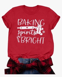 lot 7429614 image: Baking Spirits Bright Shirt Womens Christmas T Shirt Casual Short Sleeve Shirt Tee Top
