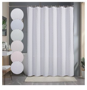 lot 7429619 image: OWENIE White Shower Curtain for Bathroom, 3D Embossed Geometric Textured White Fabric Shower Curtains, Modern Luxury Elegant Design Hotel Style, 72 x 72 Inch