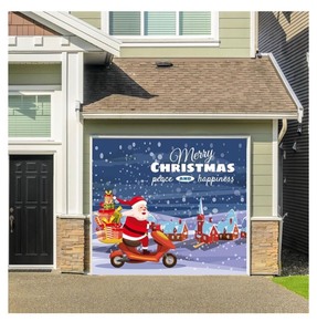lot 7429624 image: 7  8 Ft Christmas Garage Door Decoration, Merry Christmas Christmas Garage Door Cover for Outdoor Indoor Home Holiday Party Photo Wall Background (7  8 Ft -5)