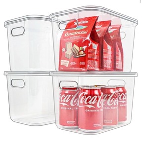 lot 7429642 image: 4PCS Clear Plastic Storage Bins with Lid, Stackable Pantry Cabinet Organizers and Storage, Lidded Storage Container Boxes for Organizing Kitchen,Closet,Dresser,Bathroom (4 Pack - 10.2�7�5.9��)