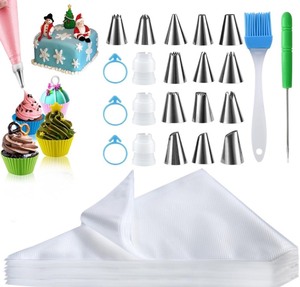 lot 7429666 image: firstake Piping Bags and Tips Set - 100pcs Disposable Piping Bags, 12 Inch Icing Bags, Thickened Pastry Bags, Anti Burst Frosting Bags, Non-slip Cake Decorating Bags for Baking Cupcake and Cookies