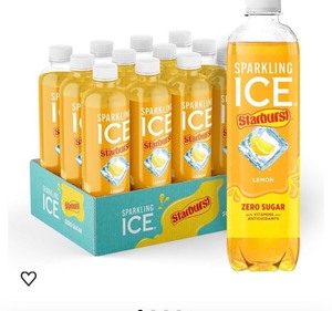 lot 7429673 image: Sparkling Ice STARBURST Lemon, Zero Sugar Flavored Sparkling Water, with Vitamins and Antioxidants, Low Calorie Beverage, 17 fl oz Bottles (Pack of 12)