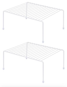 lot 7429678 image: Set of 2 - Kitchen Storage Shelf Rack (13.1 x 10.2 Inch)Plastic Feet - Medium - Steel Metal - Rust Resistant Finish - Cups, Dishes, Cabinet & Pantry Organization - Kitchen (White)