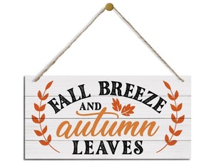 lot 7429683 image: Thanksgiving Decor, Decorative Wood Hanging Wood Plaque, Fall Hanging Decorations for Home, Autumn Indoor Outdoor Decor, Autumn Door Decor, Front Door Decor, Fall Breeze and Autumn Leaves