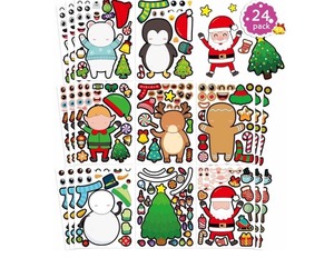 lot 7429700 image: Christmas Stickers(24pcs),Santa Claus Stickers,Make Your Own Stickers for Water Bottle,Laptop,Car,Bicycle, Luggage,Kids Gift
