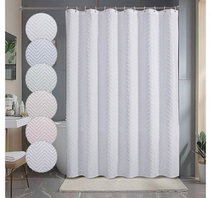 lot 7429714 image: OWENIE White Shower Curtain for Bathroom, 3D Embossed Geometric Textured White Fabric Shower Curtains, Modern Luxury Elegant Design Hotel Style, 72 x 72 Inch