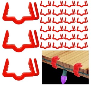 lot 7429725 image: Christmas Light Hangers Clips 78 inch Fascia Board Clips Hooks Deck Light Clips Holiday Light Clip for Christmas Decoration Roof Gutter Fence in Thickness from 34 to 78, Red, 100 PCS
