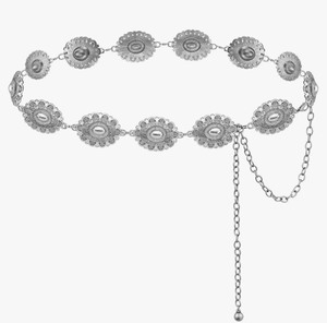 lot 7429749 image: Western Concho Chain Belt for Women Boho Cowgirl Metal WaistChain with Turquoise (01-silver, Length 47 (30extended chain 17))