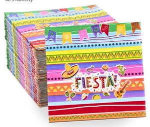 lot 7429750 image: 50 Pack Fiesta Napkins for Cinco De Mayo Party Supplies Mexican Fiesta Disposable Lunch Paper Napkins Kids Birthday Taco Tuesday Table Mexican Party Decorations by 4Es Novelty