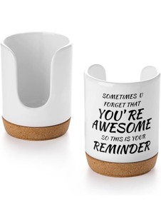 lot 7429758 image: Ceramic Bathroom Cup Holder - Gifts for Women, Mom, Wife, Friend, Husband - Happy Birthday, Christmas, Fathers from Daughter, Son, Husband - Personalized Gifts (Awesome)