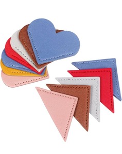 lot 7429769 image: SEWACC Leather Corner Bookmarks 12pcs Mixed Color Leather Heart Bookmark Triangle Bookmarks for Reading Lover