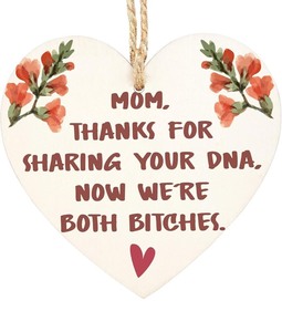 lot 7429776 image: Wooden Hanging Heart Shape Plaque, To my Mom Plaques, Funny Mom Christmas Birthday Gifts, Wood Hanging Sign for Home Door Decor B11