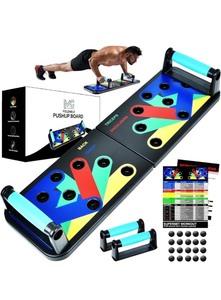 lot 7429783 image: MG Push Up Board for Men & Women, Multi-Function Foldable Press Board, Muscle max Push Up Handles, Fitness Strength & Exercise Training Equipment for Home Workout with 2 BONUS Accessories (5x Resistance Bands & Jump Rope)