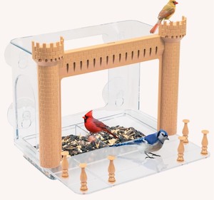 lot 7429794 image: Nature Anywhere Window Bird Feeder with 4 Suction Cups, Medieval Castle Design