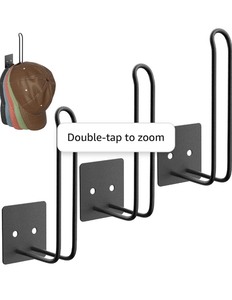 lot 7429818 image: 3 Pack Metal Hat Rack, Hat Organizer for Baseball Caps, No Drilling AdhesiveDrilling Hat Holder Storage Organizer for Wall Mount Closet Door, Black