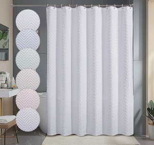 lot 7429844 image: OWENIE White Shower Curtain for Bathroom, 3D Embossed Geometric Textured White Fabric Shower Curtains, Modern Luxury Elegant Design Hotel Style, 72 x 72 Inch
