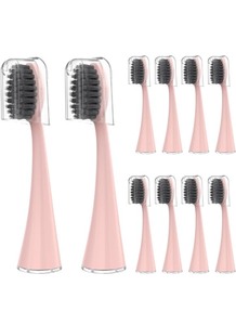 lot 7429845 image: YUNCHI Replacement Toothbrush Heads for Burst Electric Toothbrush Adults with Dust Cover Caps, Soft Charcoal Bristles for Deep Cleaning, Plaque Removal and Whiting Teeth, 10 Count, Rose Gold