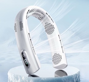 lot 7429852 image: Portable Neck Fan - 4 Turbines Neck Fan Rechargeable 7000mAh, Cooling Neck Fan with Necksupport, Bladeless Personal Fan with LED Display, Quiet 360° Airflow for Hot Flashes, Travel