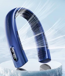 lot 7429853 image: Portable Neck Fan - 4 Turbines Neck Fan Rechargeable 7000mAh, Cooling Neck Fan with Necksupport, Bladeless Personal Fan with LED Display, Quiet 360° Airflow for Hot Flashes, Travel