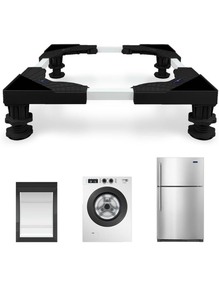 lot 7429855 image: Multifunctional Stand Adjustable Universal Base with 4 Strong Feet Washer Dryer Pedestal for Small Refrigerator, Portable Compact Washer or Dryer, Black