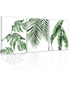lot 7429882 image: Botanical Wall Art Set of 3 Bathroom Green Plant Tropical leaf Picture Framed Prints for Home Living Room Bedroom Restroom Decoration(12x16)