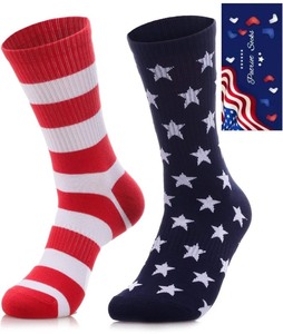 lot 7429902 image: ZXGXLAW American USA Flag Socks Funny Men Women 4th July Middle Star And Stripe Patriotic Freedom Day Gifts