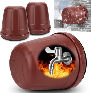 lot 7429906 image: 2Pack Outdoor Faucet Covers,Spigot Cover for Winter,Plastic Faucet Cover for Freeze Protection,Outside Insulated Hose Bib Covers Protector Reusable Garden Cold Freeze Proof-Dark Red