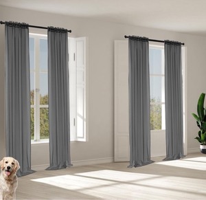 lot 7429915 image: Curtains 120 Inches Long 2 Panels, Extra Long Gery Sheer Rod Pocket Soft Light Flitering, Drapes for Livingroom,Bedroom,Ceiling to Floor Length 37x120