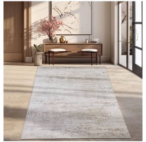 lot 7429925 image: HOMBYS Modern Area Rug for Living Room Bedroom, 3x5ft Boho Floor Carpet with Non-Slip Backing for Indoor Office Dining Room, Abstract Home Deco,Khaki, Machine Washable