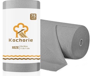 lot 7429926 image: 75 Pack Microfiber Cleaning Cloth Roll Reusable Tear Away Microfiber Towels for Cars 11.8x11.8 Cleaning Rags Absorbent Microfiber Cleaning Supplies Dish Rags for Car Kitchen House, Grey