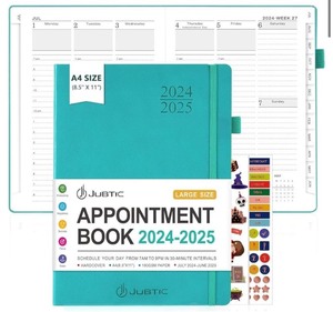 lot 7429930 image: JUBTIC Appointment Book 2024-2025, 8.5x11, Jul. 2024 - Jun. 2025 Daily Weekly and Monthly Planner with Hourly Schedule, Academic Planner 2024-2025 with Soft Cover, A4, Turquoise