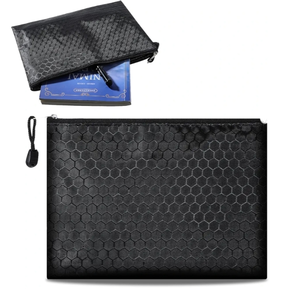 lot 7429931 image: Bank Bags with Zipper 9.4�6.8 Inch PU Leather Money Bags with Zipper, Black Deposit Bags Cash Holder Pouches for Bank Deposits, Coins, Cosmetics, Bills, Tool
