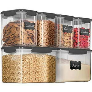 lot 7429962 image: 12-piece airtight food storage containers with lids - bpa free plastic kitchen pantry storage containers - dry-food-storage containers set for flour cereal sugar coffee rice n
