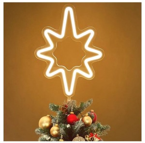 lot 7429966 image: Bethlehem Star Christmas Tree Topper Decor with LED Warm White Lights Xmas Tree Hanging Ornament Tree Topper Easy to Decorate Christmas Decorations Christmas Treetop Props Flashing