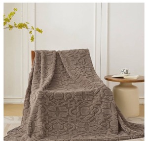 lot 7429985 image: Home Fleece Throw Blanket for Couch, Bed, TV, Party, and Gift - 3D Jacquard Decorative Blankets - Cozy Soft Lightweight Fuzzy Flannel Blanket, All Seasons, 50x70 Inches, Light Taupe