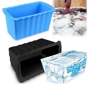 lot 7429990 image: 2Pcs 12LB Extra Large Ice Block Mold,Thick Giant Ice Block Cube Molds for Ice Bath Reusable Silicone Big Ice Cubes Trays Ice Bricks Maker for Cold Plunge Cooler Chiller Freezer Accessories,BlueBlack
