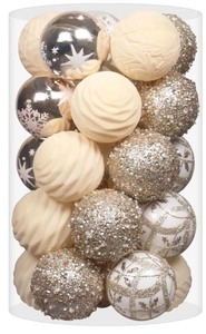 lot 7429994 image: 2.36In Velvet Christmas Ball Ornaments, 25PCS Champagne Flocked Christmas Tree Hanging Decorations, for Home Holiday Wedding Indoor Xmas Party Decor.
