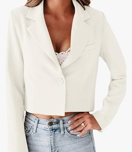 lot 7429997 image: Dokotoo Womens Casual Office Cropped Blazer Long Sleeve Open Front with Button Cardigans Jacket Work Suit