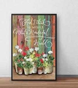 lot 7429304 image: Vintage Garden Metal Tin Sign Flowers Aluminium Sign - What A Wonderfull World Home Garden Porch Decor 12x8 Inch