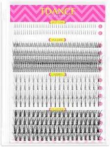 lot 7429443 image: TDANCE Lash Clusters Kit Individual Cluster Lash Extensions DIY Multi-type Mixed False Eyelash Tray Bottom, Spike,Volume Lashes for Self Application at Home(4 Styles-5-16mm-KIT)